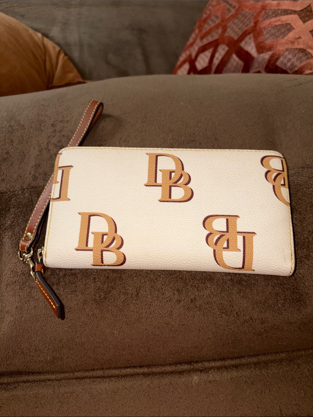 Dooney & Bourke Cream DB Logo Wristlet Wallet